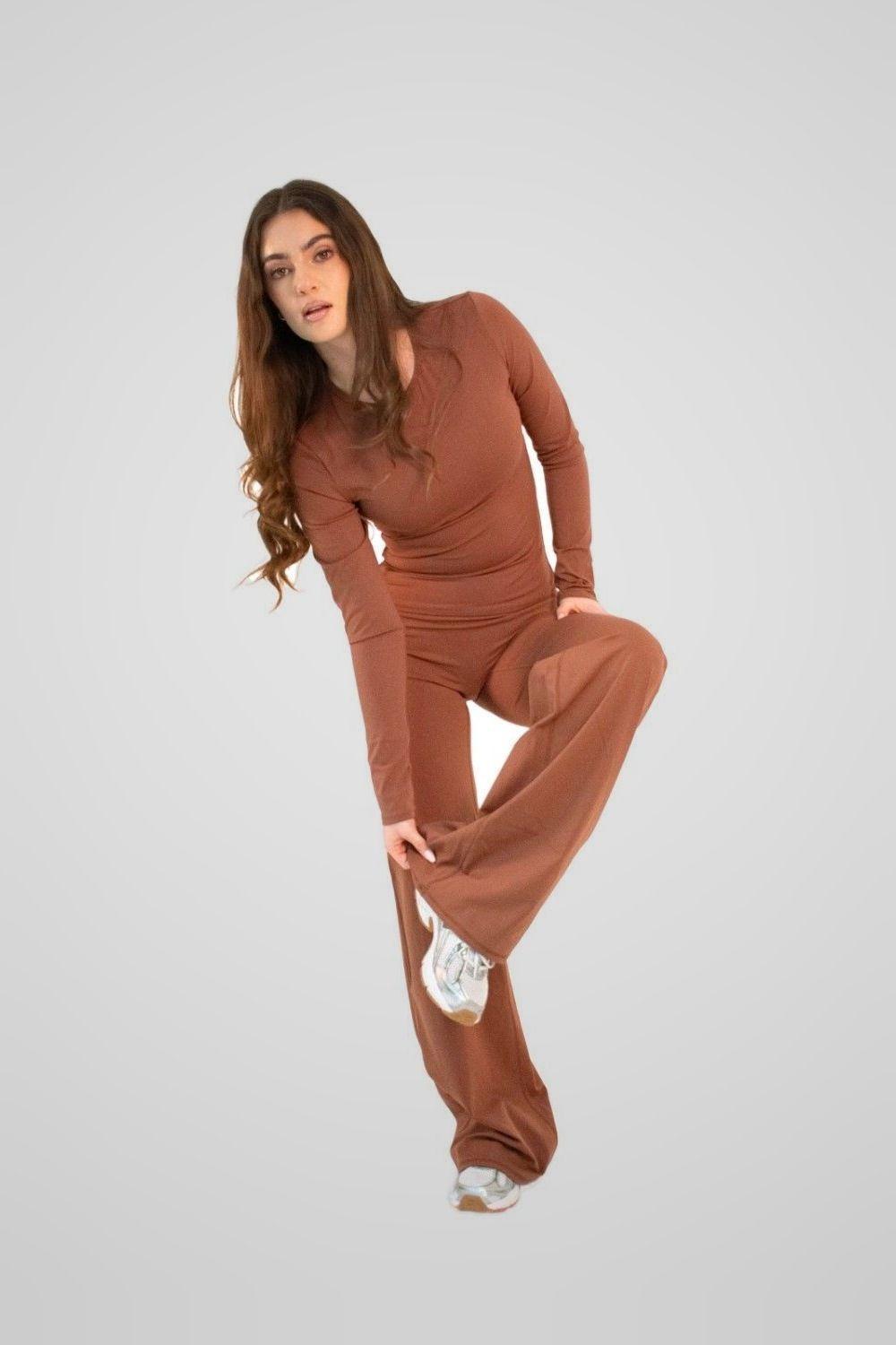 Pantalón Palazzo Deportivo Mujer Mokka 4Women-3