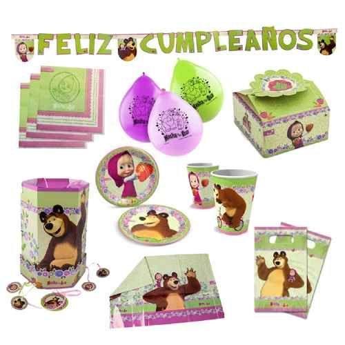 Pack Cumpleaños Masha Y El Oso X 12 Cotillón Activarte-0