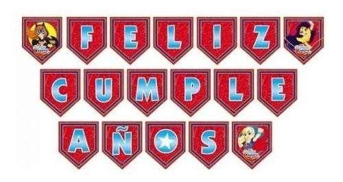 Guirnalda Cumpleaños Dc Super Hero Girl Cotillón Activarte-0