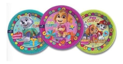 Plato Cumpleaños Paw Patrol Niña X 6 Cotillón Activarte-0