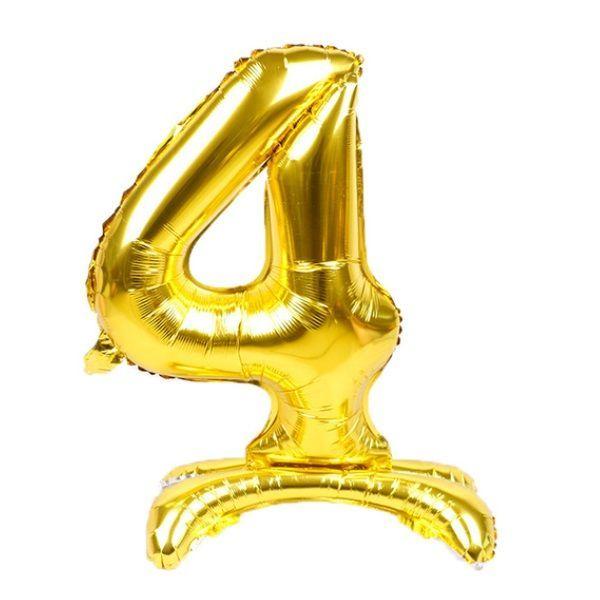 Globo Metálico Número Pedestal Dorado Cotillón Activarte-5