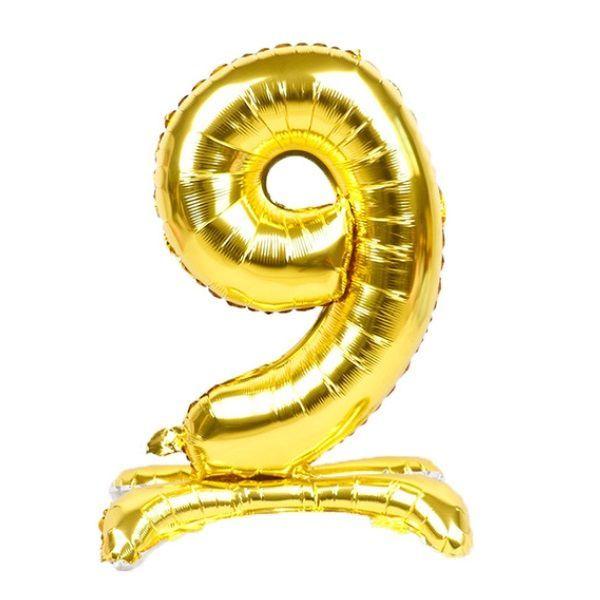 Globo Metálico Número Pedestal Dorado Cotillón Activarte-10