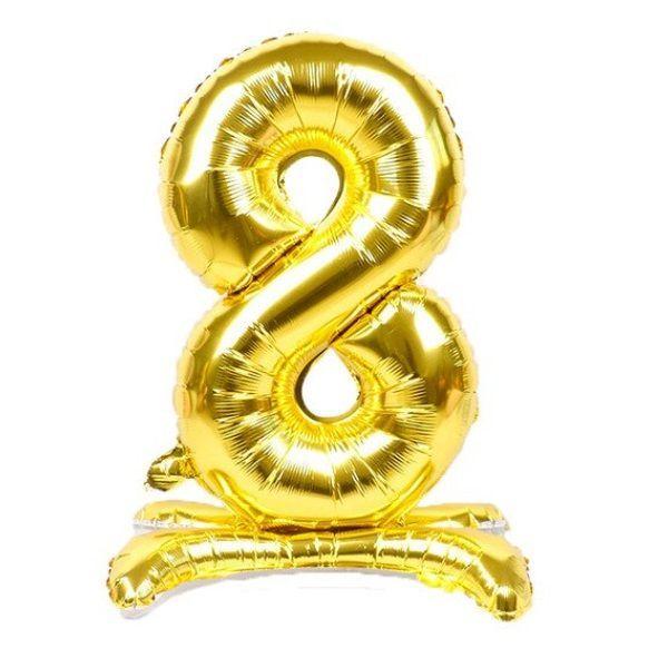 Globo Metálico Número Pedestal Dorado Cotillón Activarte-9