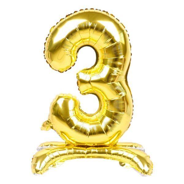 Globo Metálico Número Pedestal Dorado Cotillón Activarte-4