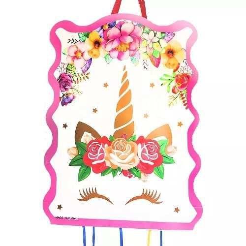 Piñata Unicornio Blanco Dorado Kawaii Cotillón Activarte-0