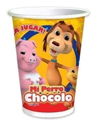 Vaso Cumpleaños Perro Chocolo X6 Original Cotillón Activarte-0
