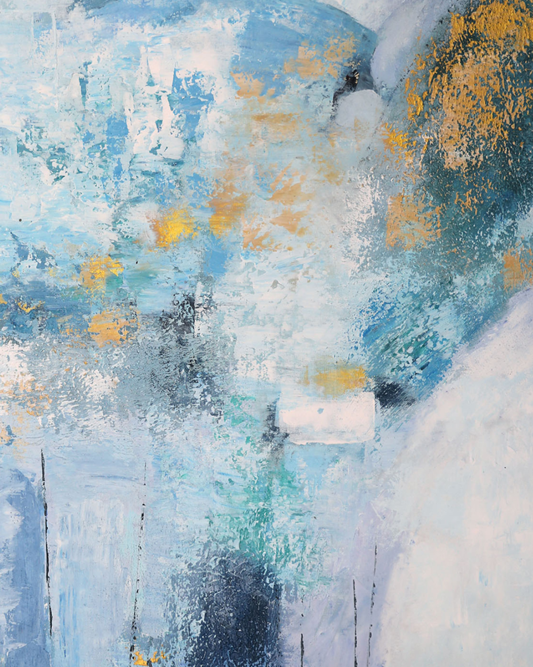 ÓLEO L ABSTRACTO BLANCO CON MANCHAS AZULES 120X150-1