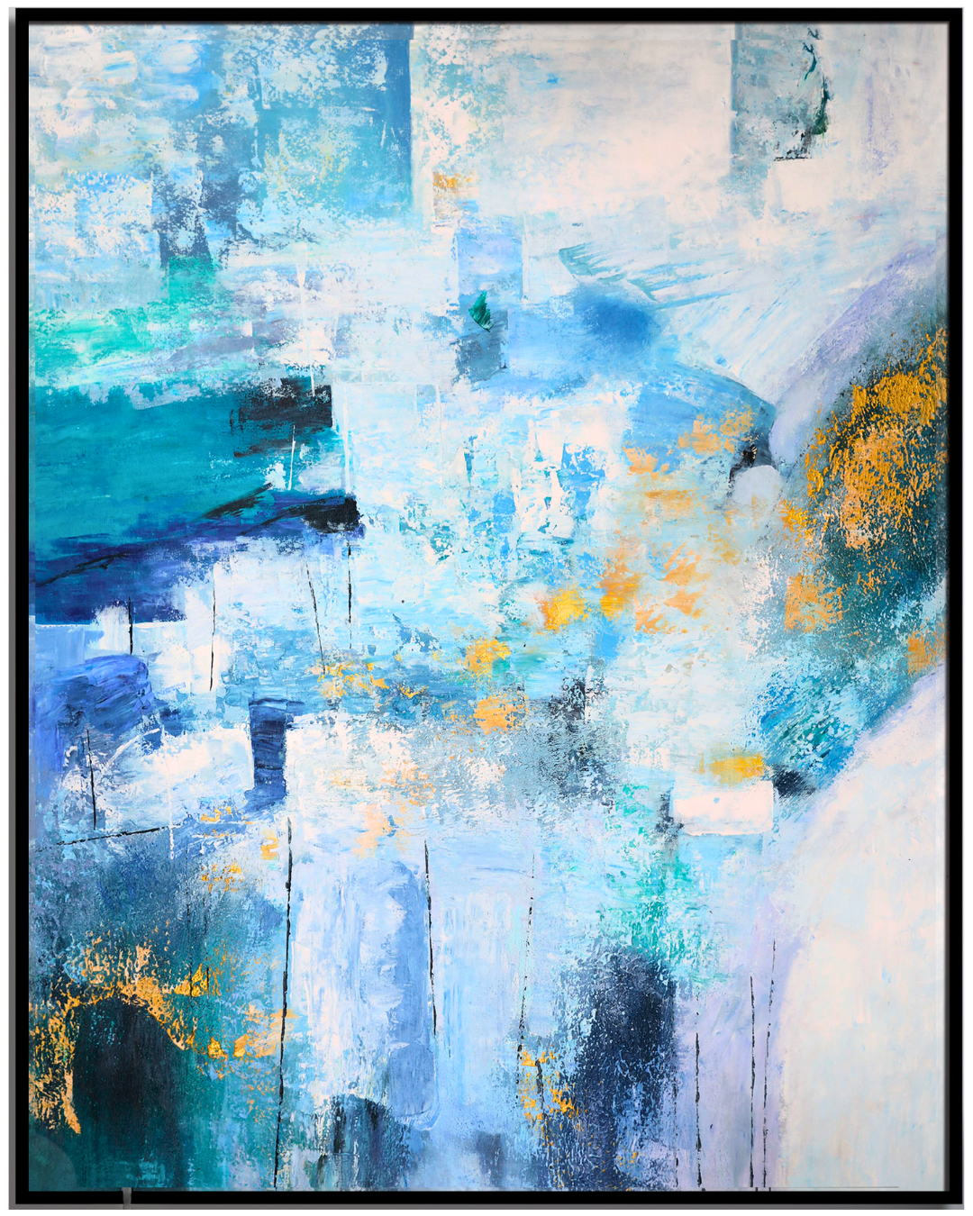 ÓLEO L ABSTRACTO BLANCO CON MANCHAS AZULES 120X150-6