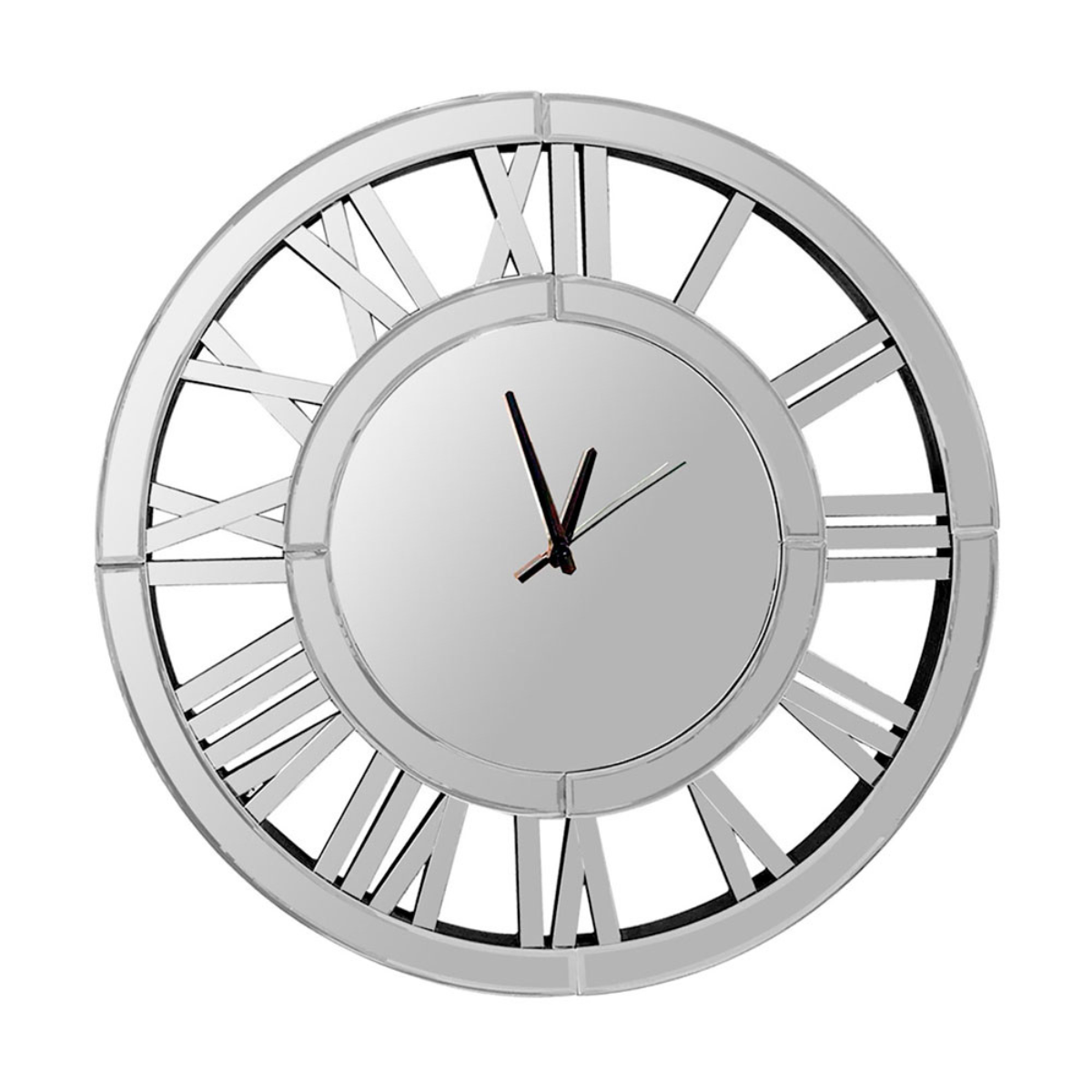 Reloj de Pared Espejo Biselado con Números Romanos Grande 60×60 cm-2