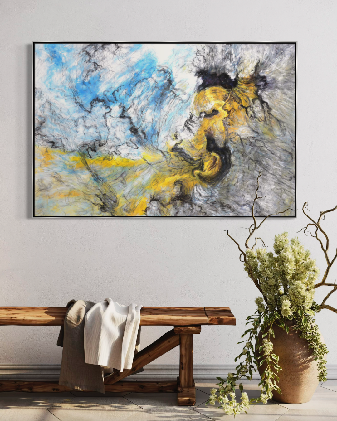 ÓLEO L ABSTRACTO NEGRO AMARILLO 150X100-3
