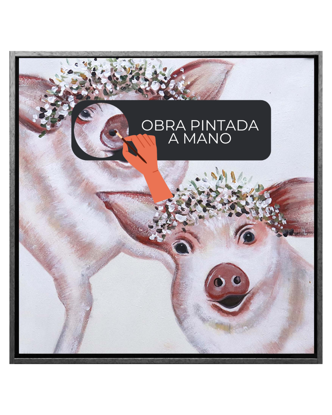 Cuadro decorativo cerditos abstracto 60 x 60-3