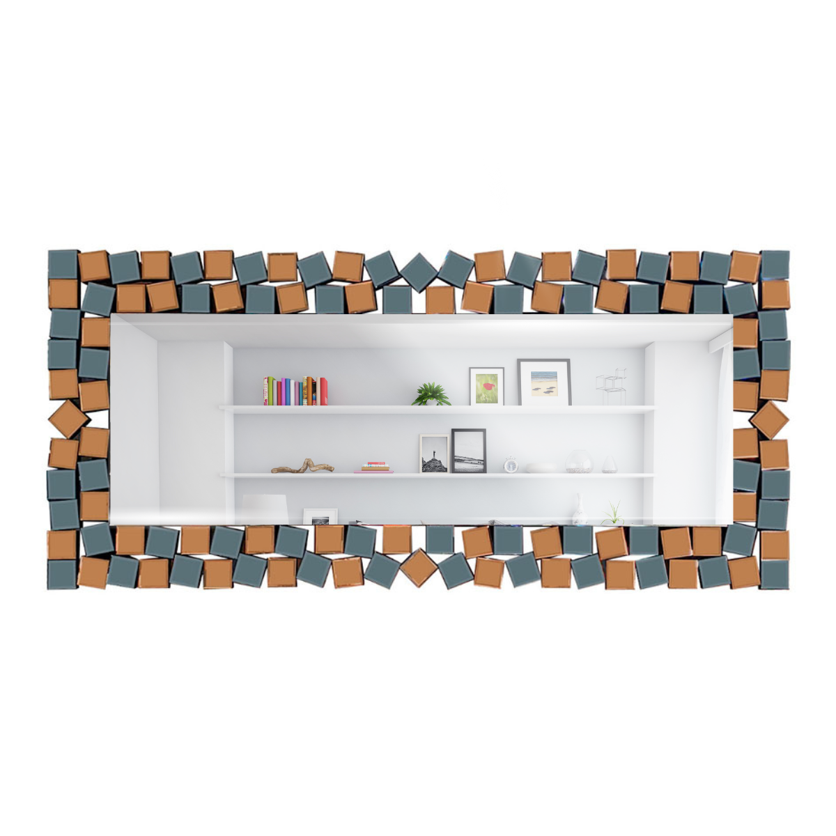 Espejo de Pie Rectangular Marco Bicolor Cobre Plata 80×180-4