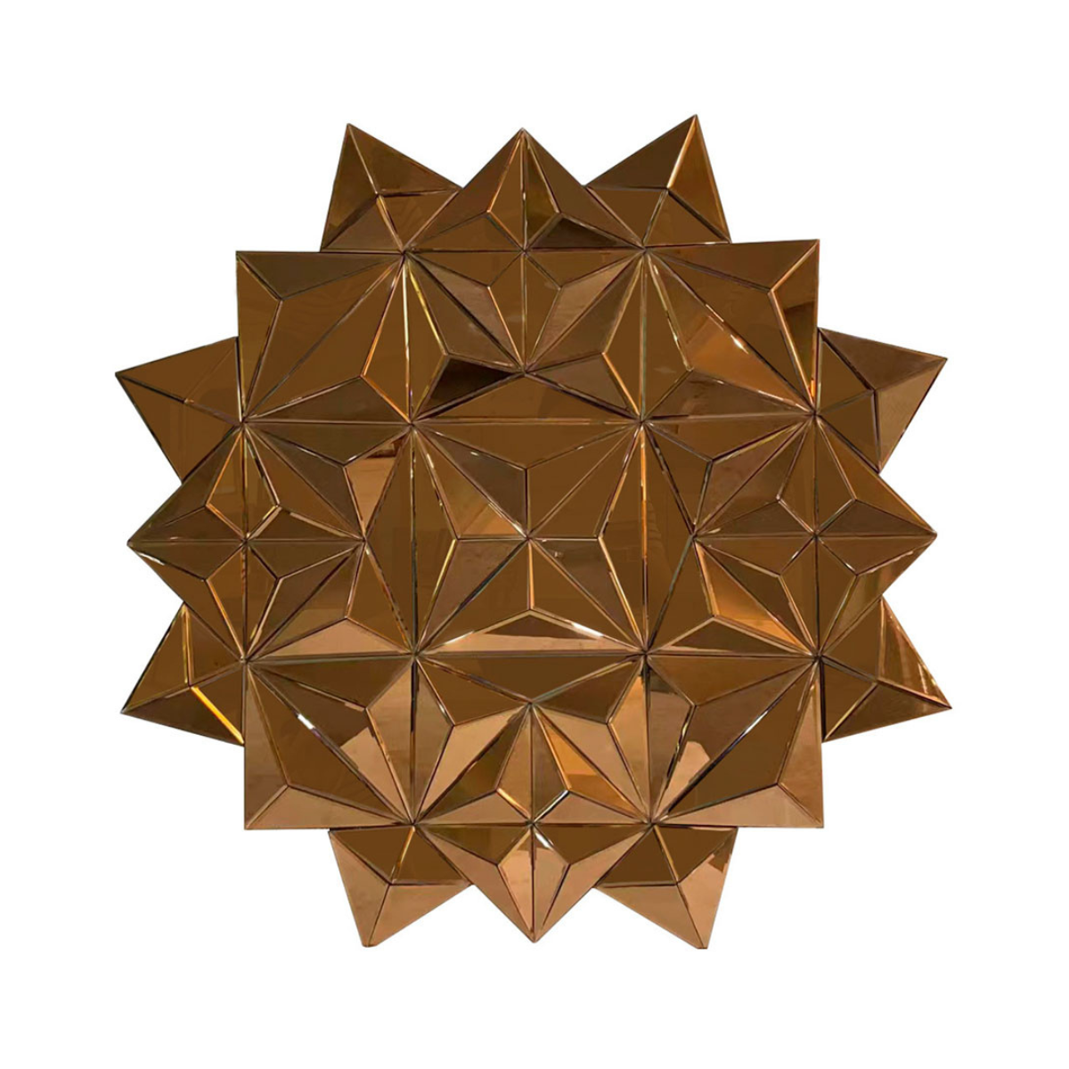 Espejo Decorativo Redondo 90x90 Diseño Geométrico de Triángulos Cobre-5