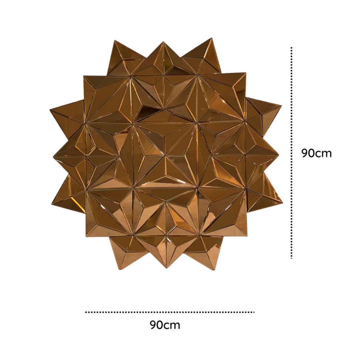 Espejo Decorativo Redondo 90x90 Diseño Geométrico de Triángulos Cobre-6