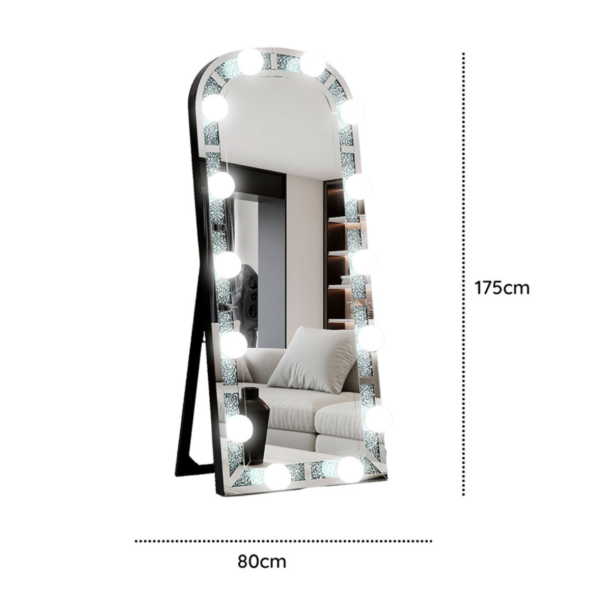Espejo de Pie con Luces LED y Parlantes Bluetooth Integrados 80×175-3