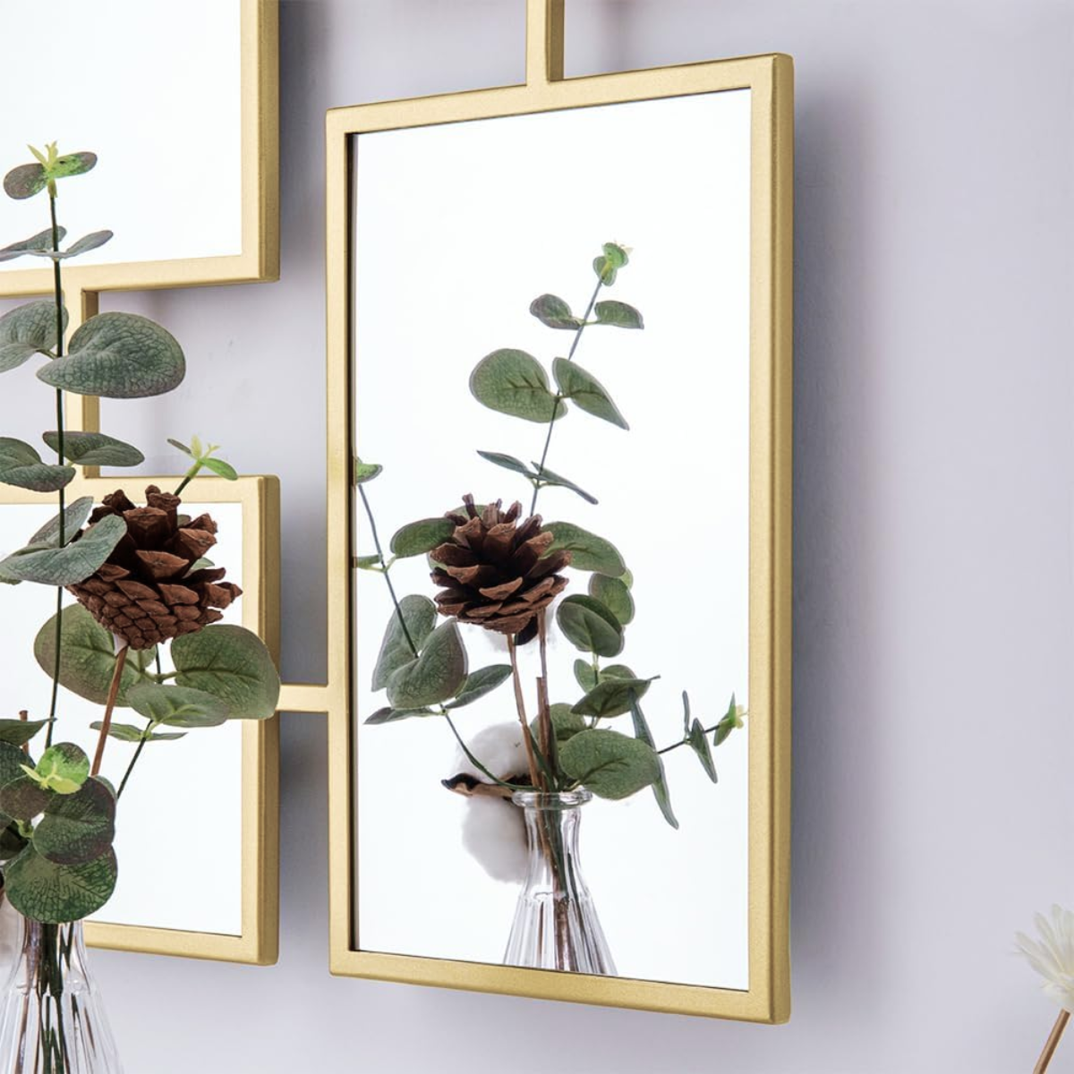 Espejo Decorativo Multiple 80×120 Marco Geométrico Dorado-2