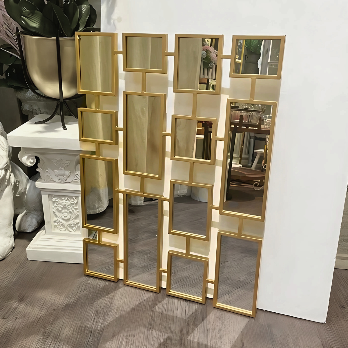Espejo Decorativo Multiple 80×120 Marco Geométrico Dorado-6