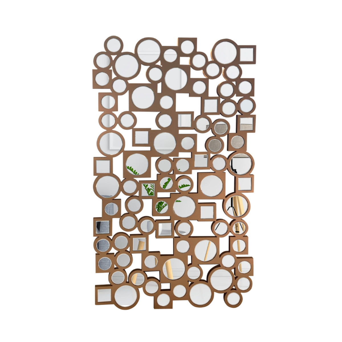 Espejo Decorativo Cobre  80×120con Círculos y Cuadrados Espejados-4