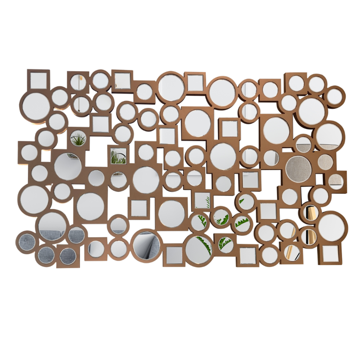 Espejo Decorativo Cobre  80×120con Círculos y Cuadrados Espejados-5