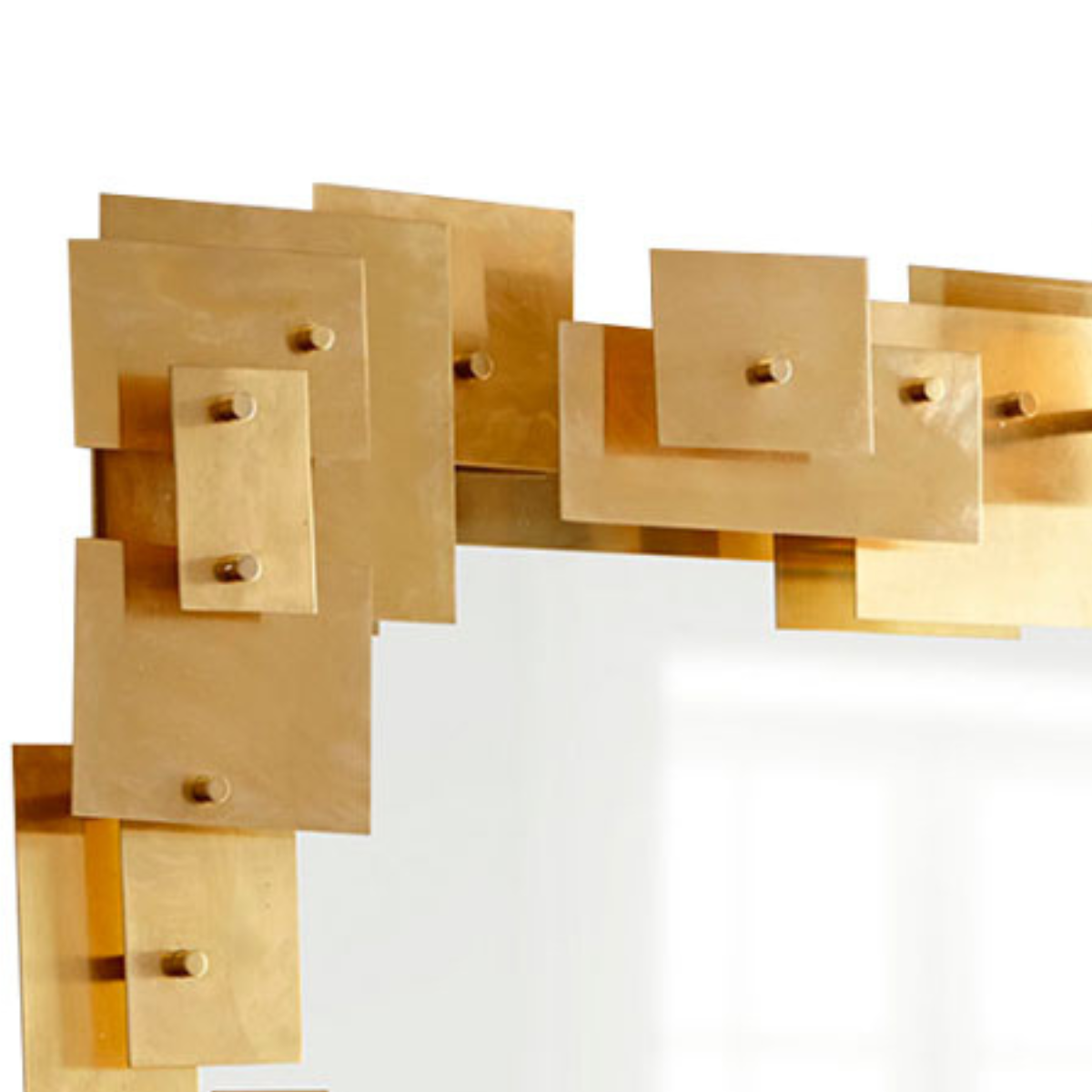 Espejo Decorativo Rectangular 80×120 Marco Cuadrados Metálicos Dorados-4