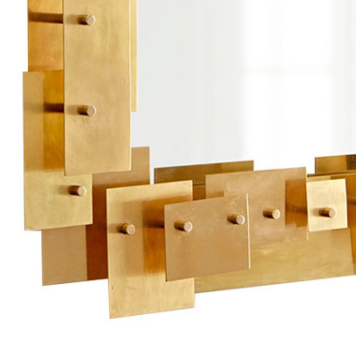 Espejo Decorativo Rectangular 80×120 Marco Cuadrados Metálicos Dorados-5