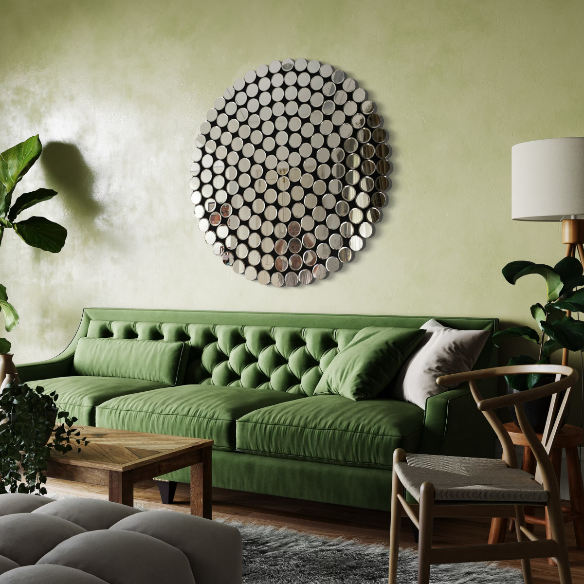 Espejo Redondo Decorativo 90×90 con Diseño de Círculos Espejados-5