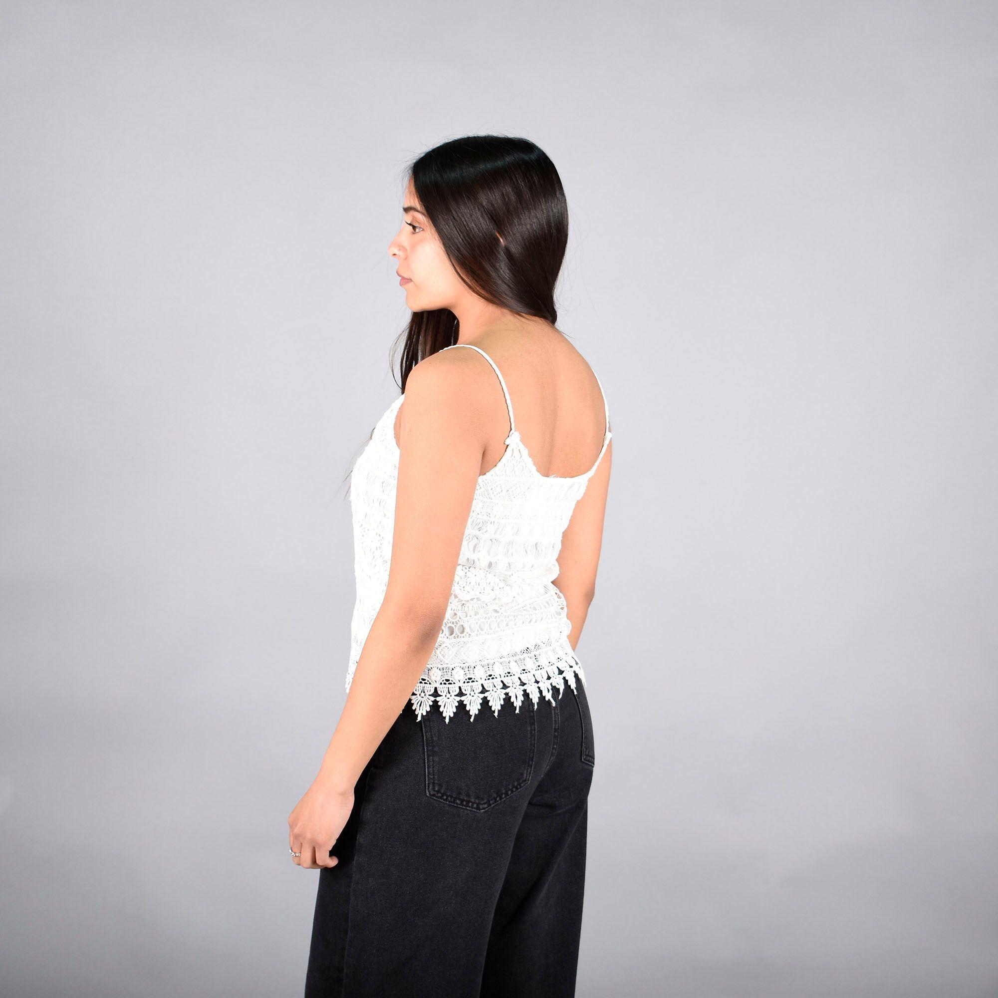 Polera Mujer Sin Manga H&M Poliéster Blanco S-2