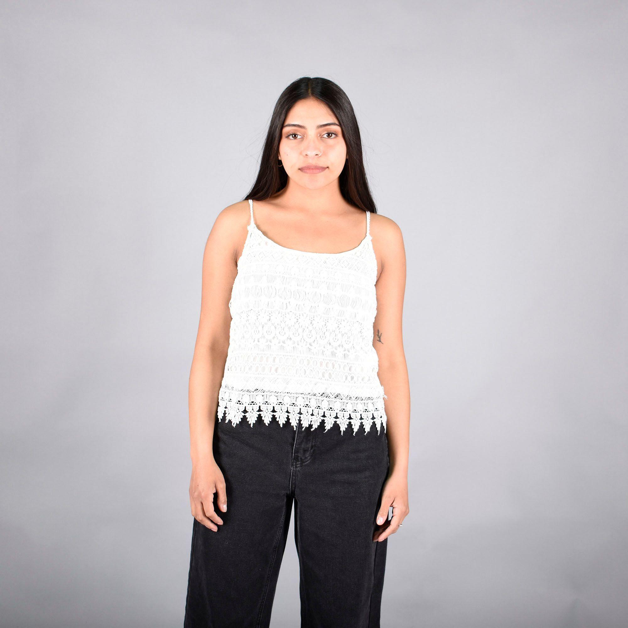 Polera Mujer Sin Manga H&M Poliéster Blanco S-0