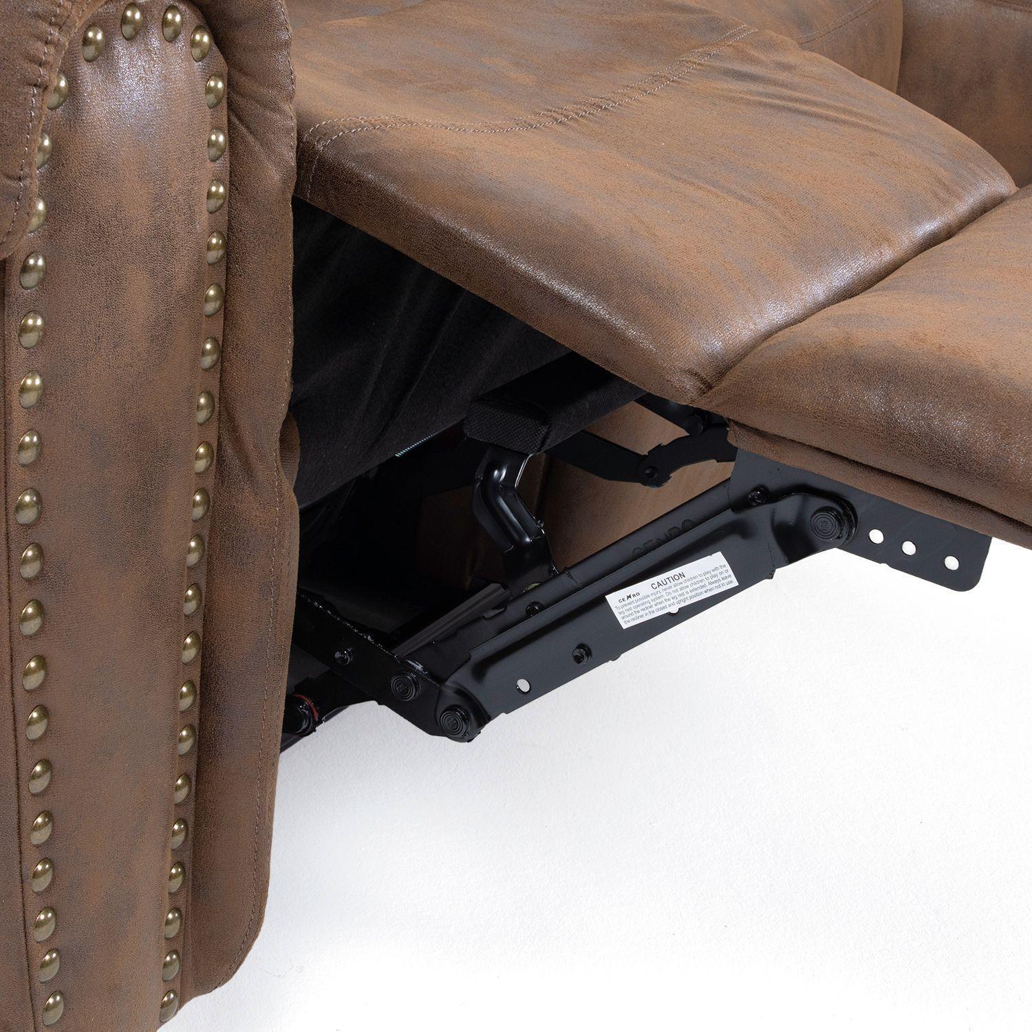 Sofá Seccional Reclinable Moderno Cuero Viejo Café Castle 7245-6