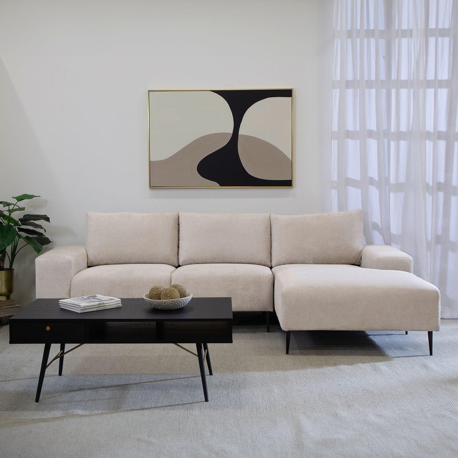 Sofá Seccional Derecho Moderno Beige Castelo KM2315RIV-2
