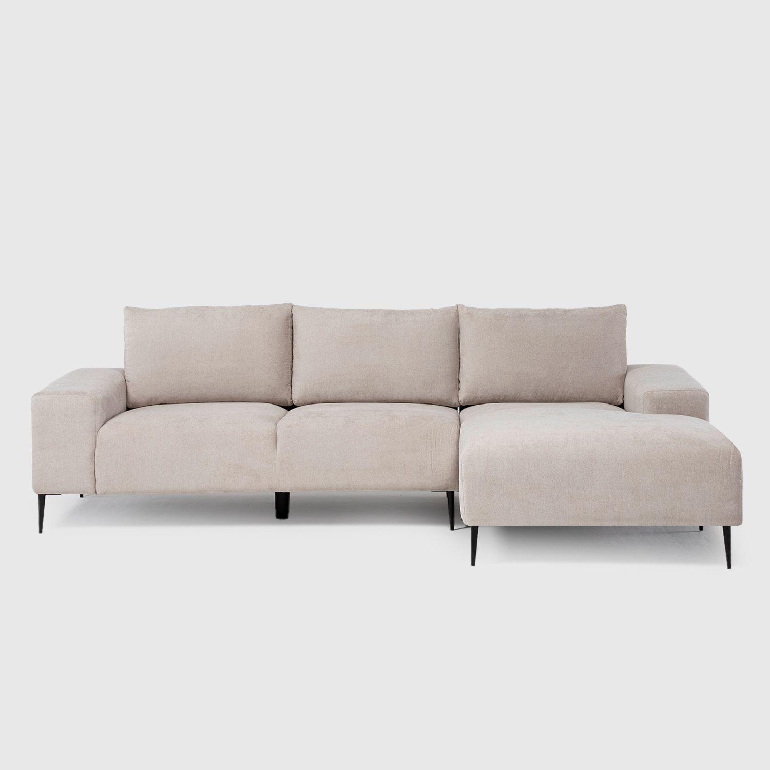 Sofá Seccional 3 Cuerpos Derecho Moderno Beige Castelo KM2315RIV-2