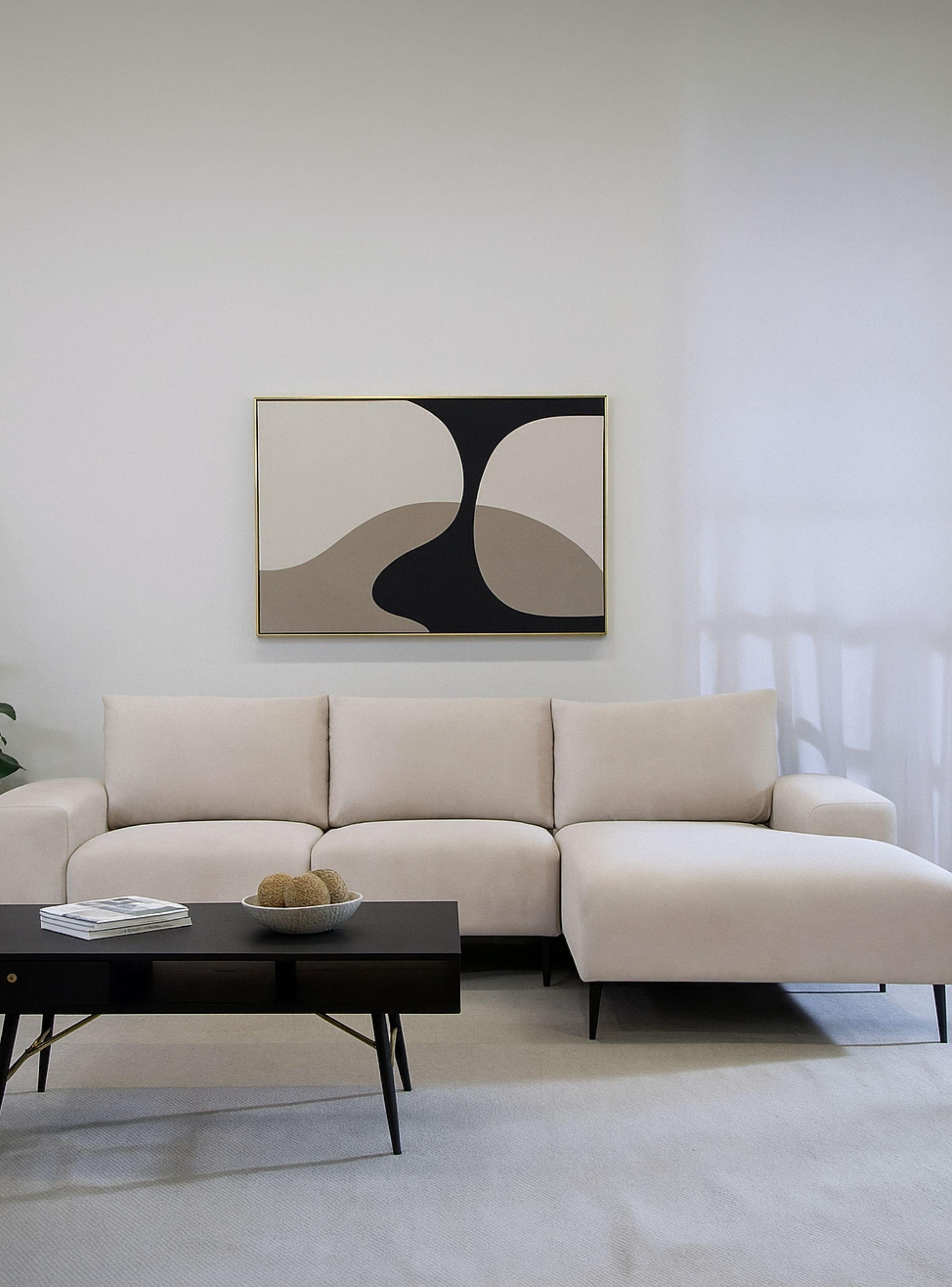 Sofá Seccional 3 Cuerpos Derecho Moderno Beige Castelo KM2315RIV-0