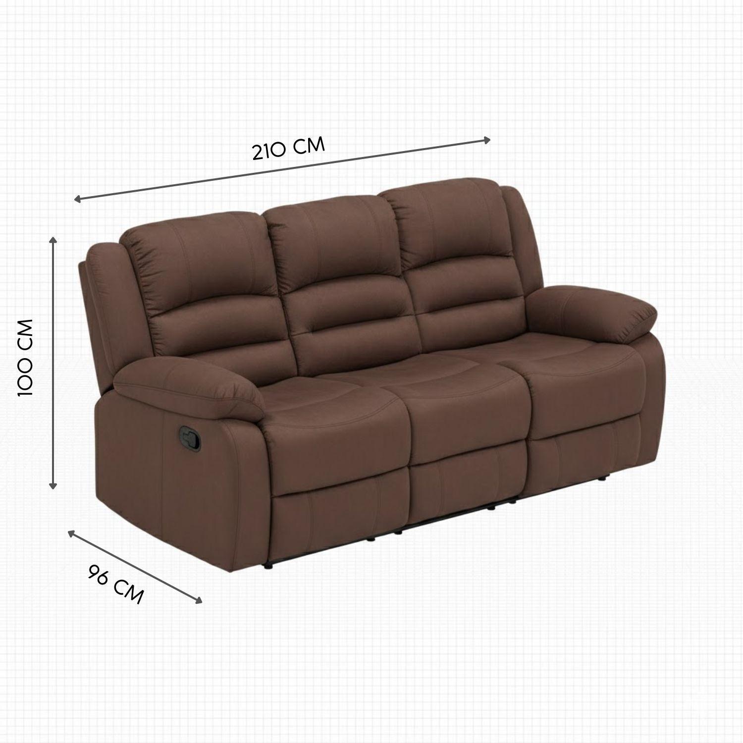 Sofá 3 Cuerpos Reclinable Clásico Martell Café + Mesa De Centro Mármol Rodeus Blanca-3
