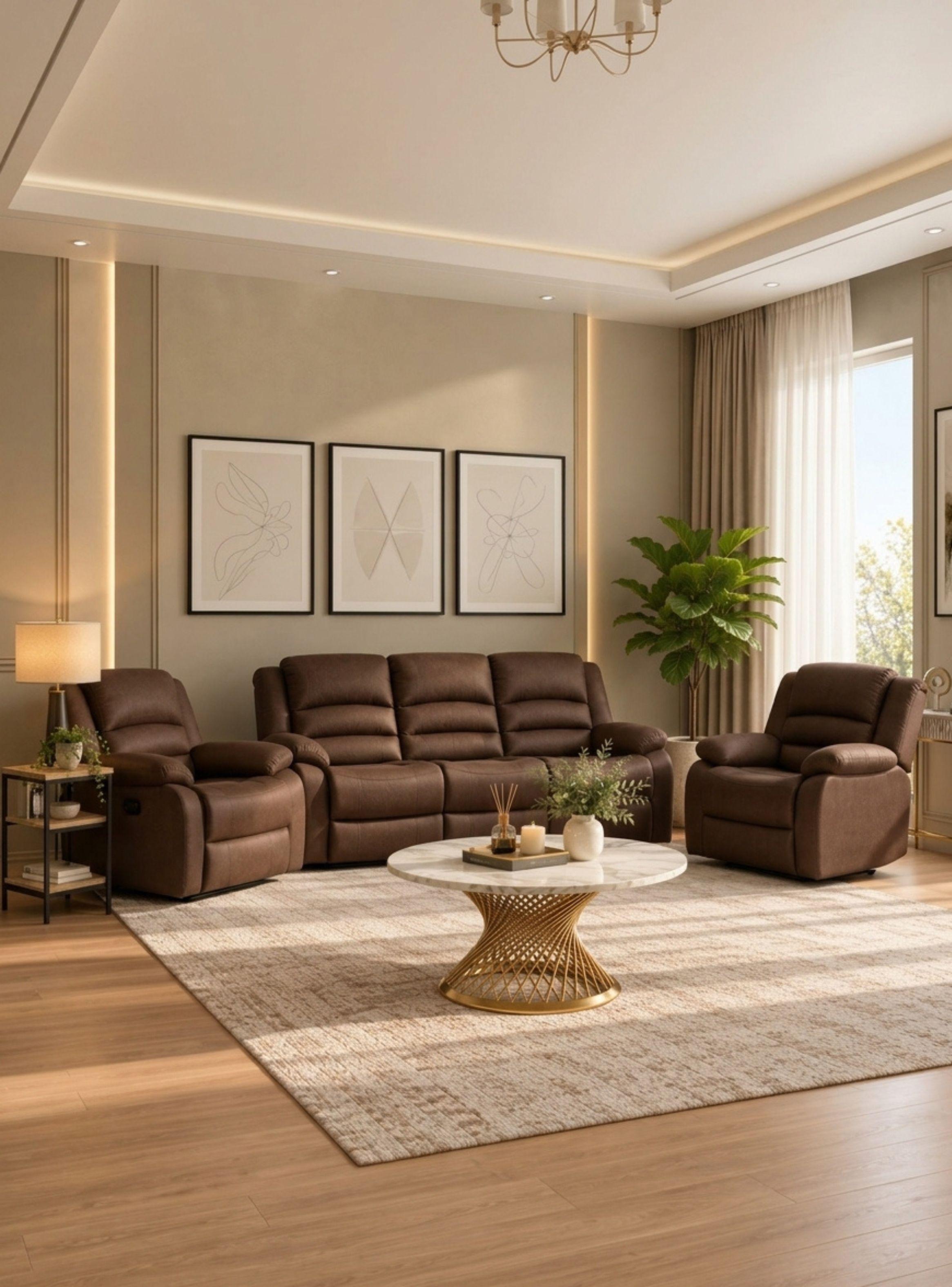  Living Sofá 3 Cuerpos Reclinable Martell + 2 Bergers 98060-0