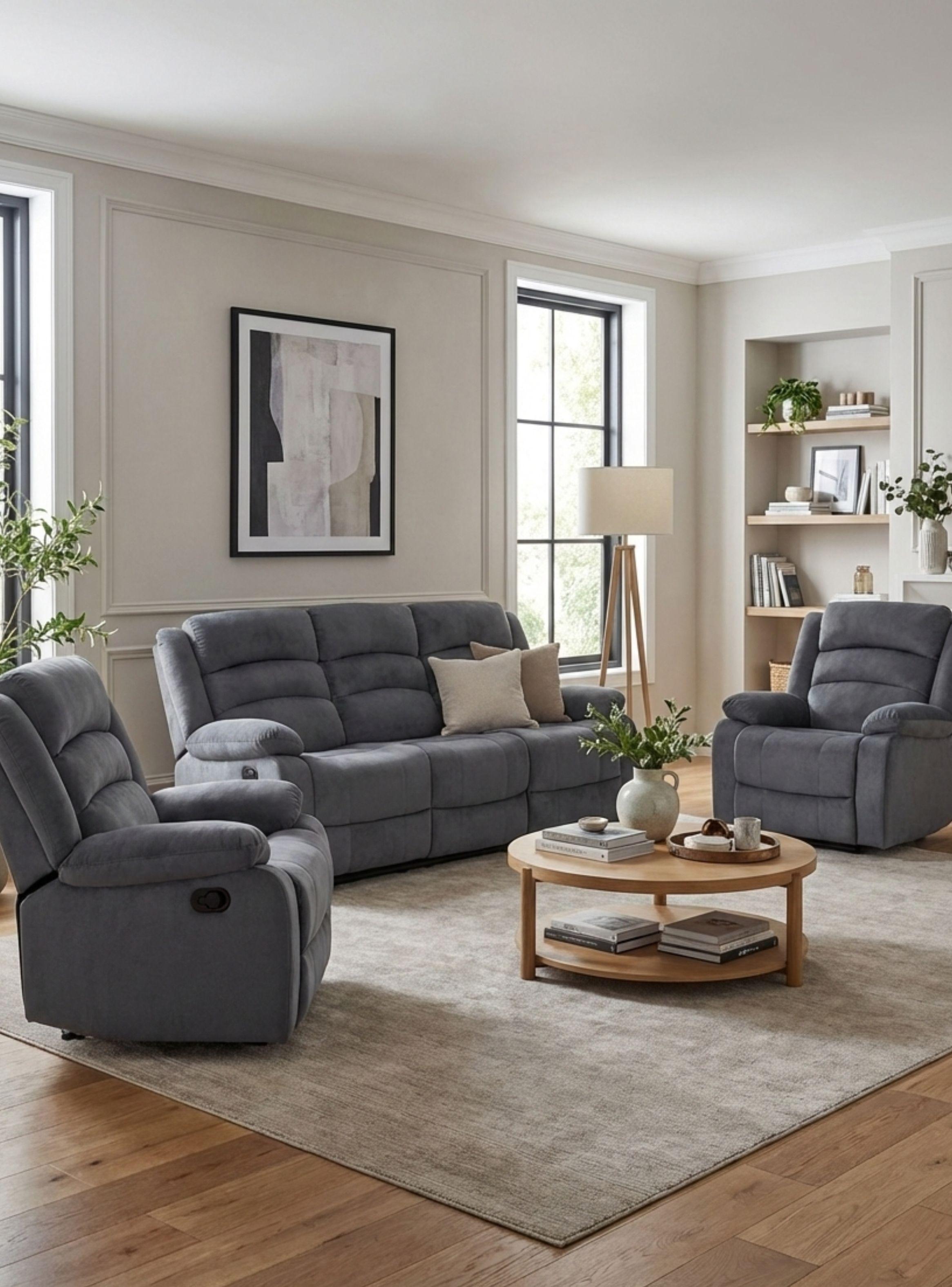  Living Sofá 3 Cuerpos Reclinable Martell + 2 Bergers 98060-0