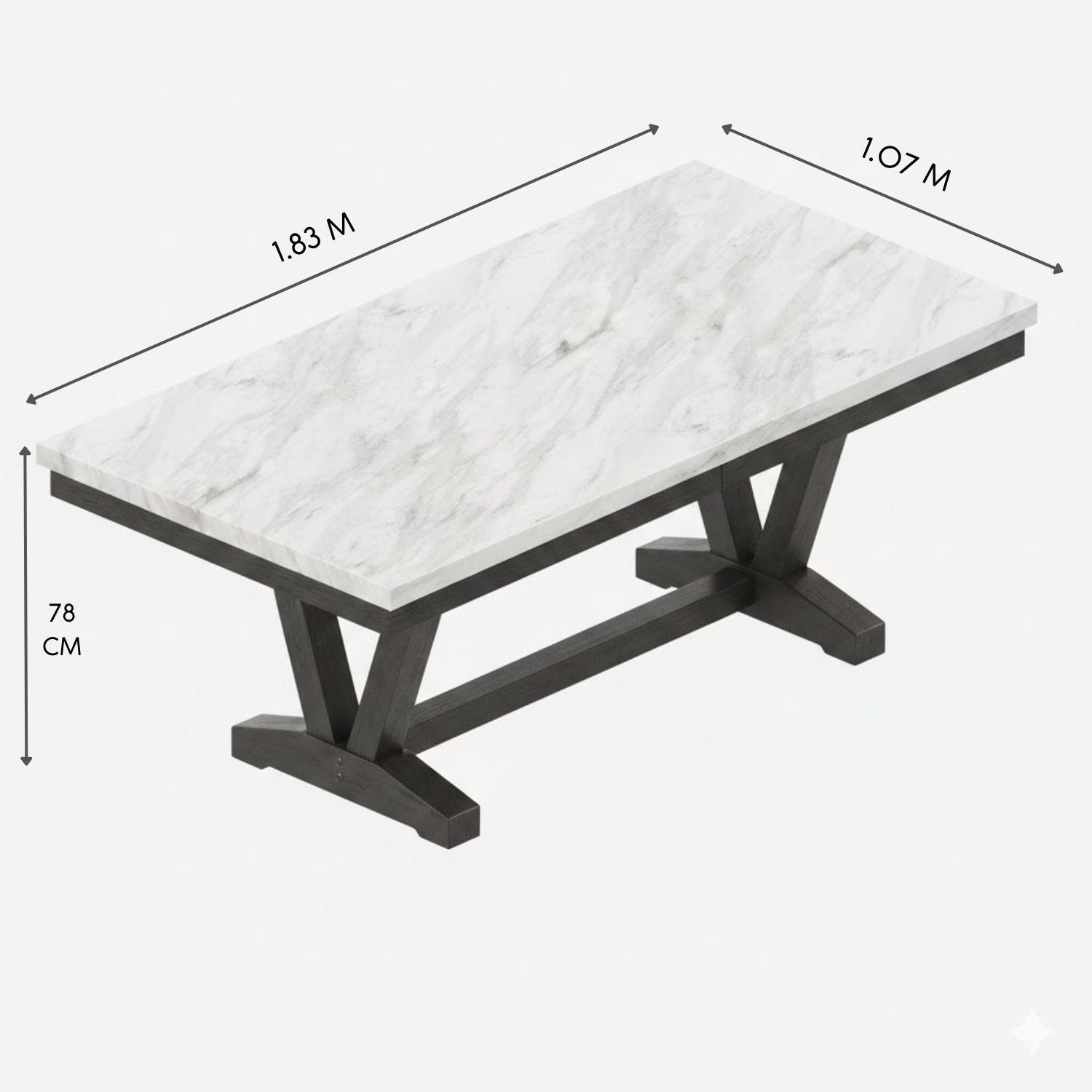 Juego de Comedor 6 Sillas Moderno Rodeus Mármol DC4093-3