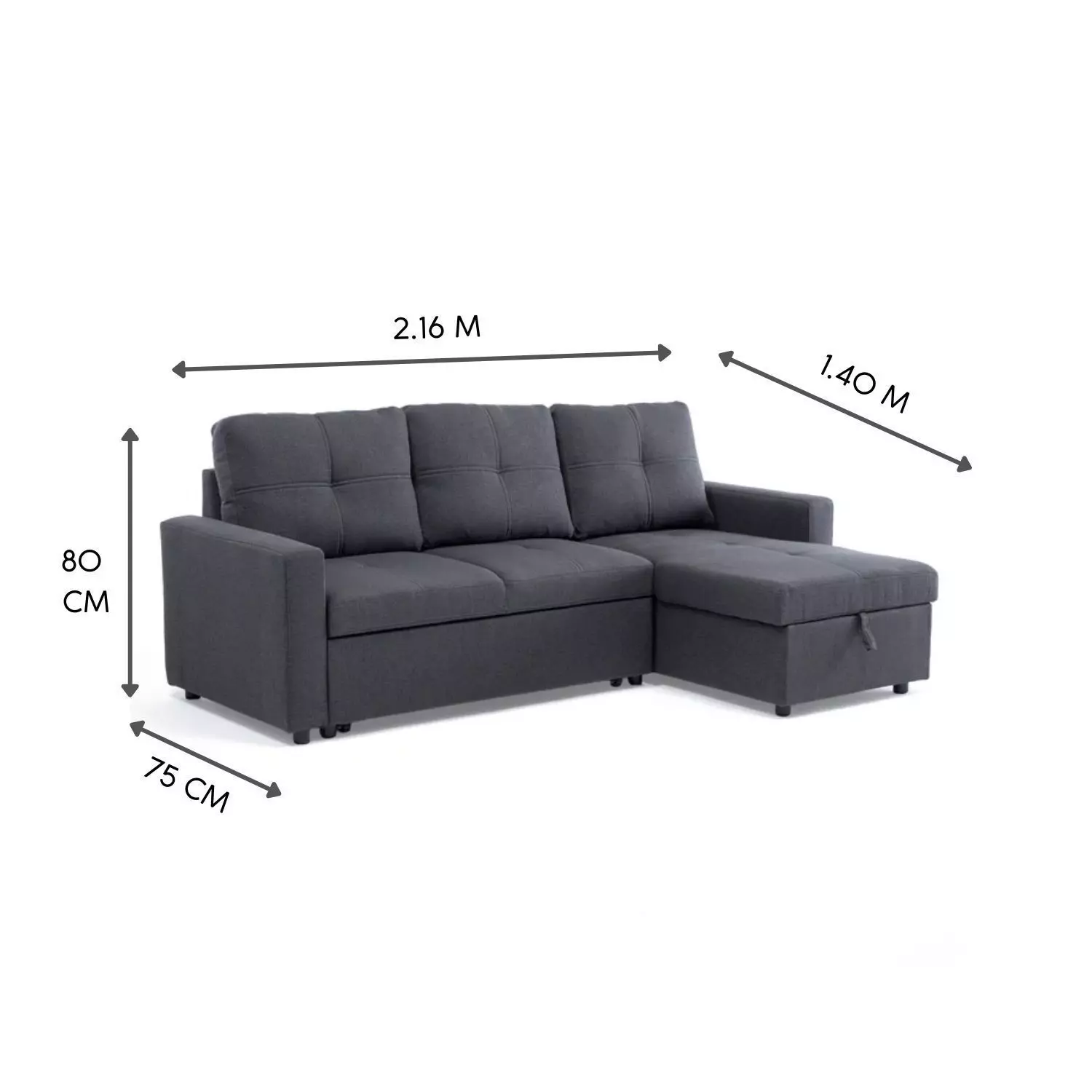 Sofá Seccional Cama 2 Plazas Lino Grueso Reversible Wing-4
