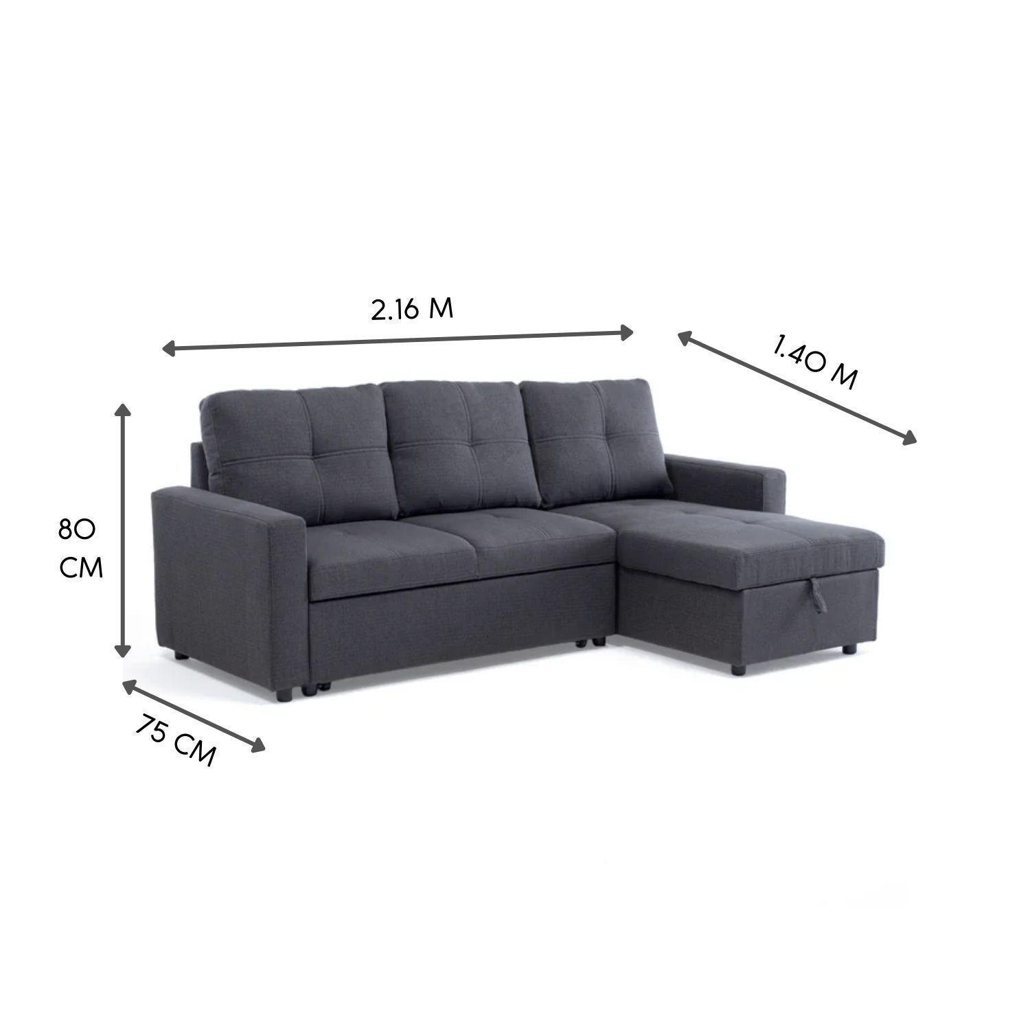 Sofá Seccional Cama 2 Plazas Lino Grueso Reversible Wing-4