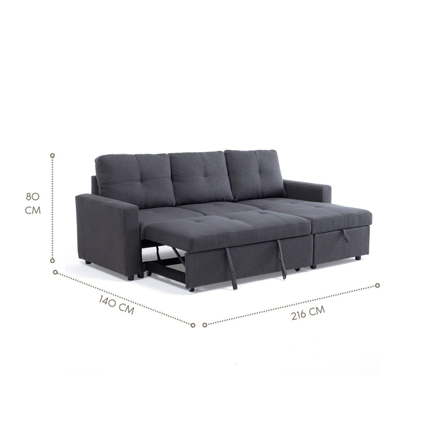 Sofá Seccional Cama 2 Plazas Lino Grueso Reversible Wing-7