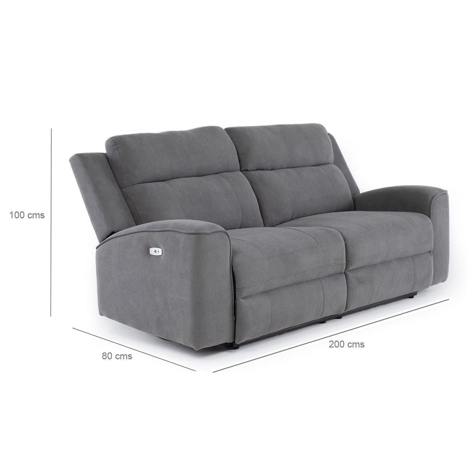 Sofá 3 Cuerpos Reclinable Eléctrico Gris Montana KM807SPWGR-3