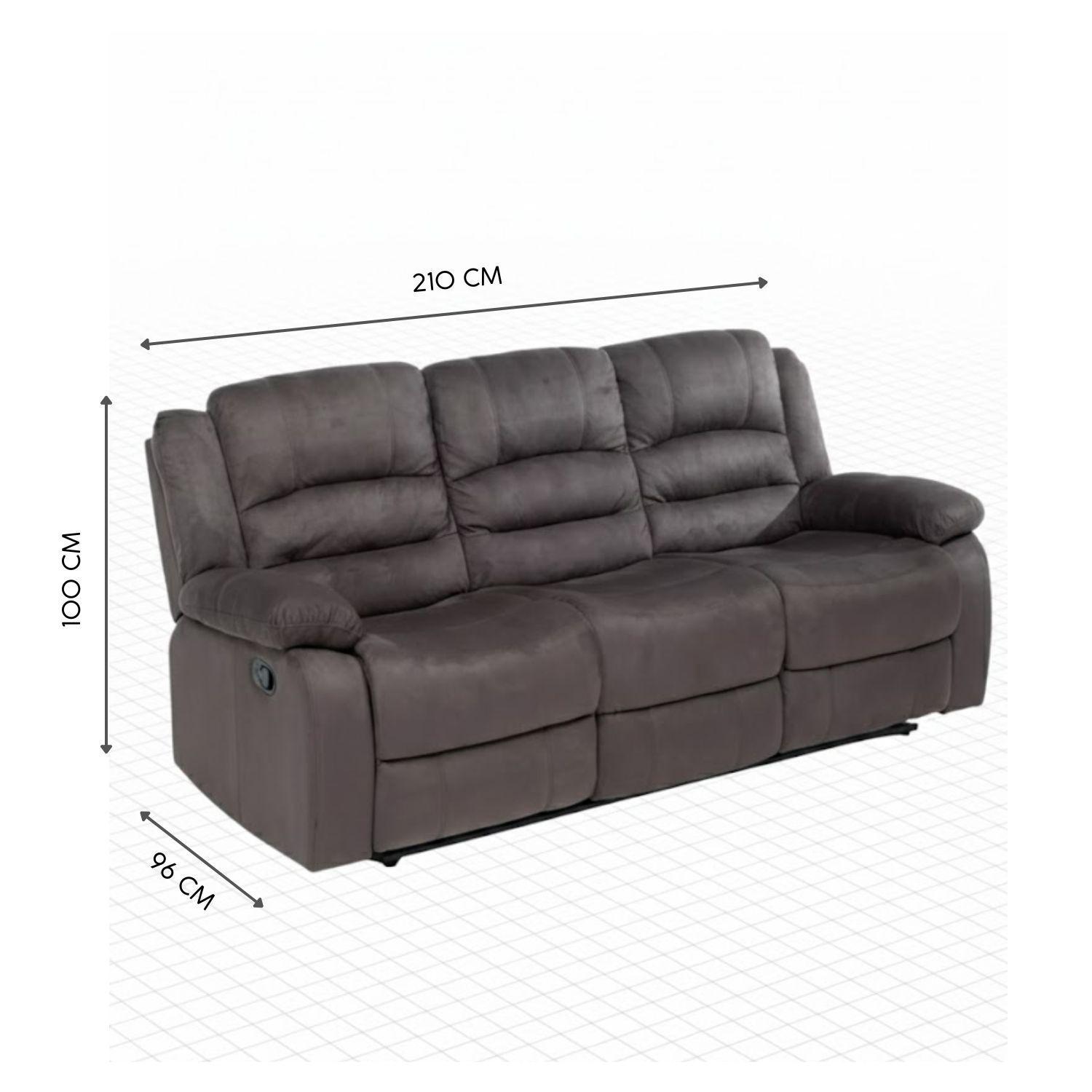  Sofá 3 Cuerpos Reclinable Clásico Martell Gris 98060SGR-7