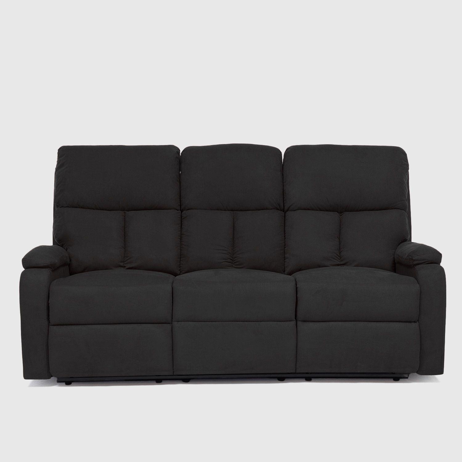  Living Sofá 3 Cuerpos Reclinable Matheus Negro + 2 Bergers VS8070BL-2