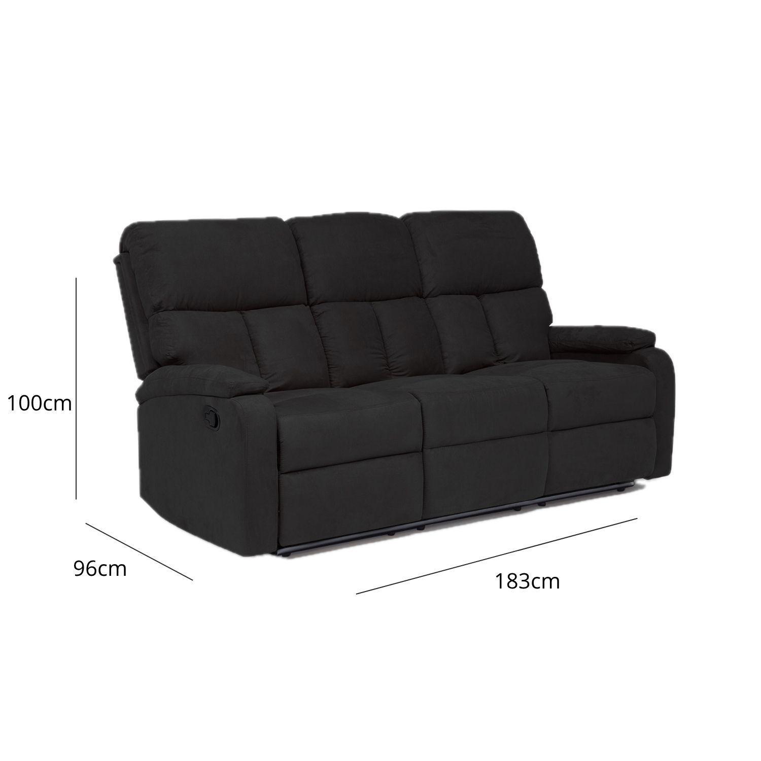  Living Sofá 3 Cuerpos Reclinable Matheus Negro + 2 Bergers VS8070BL-3