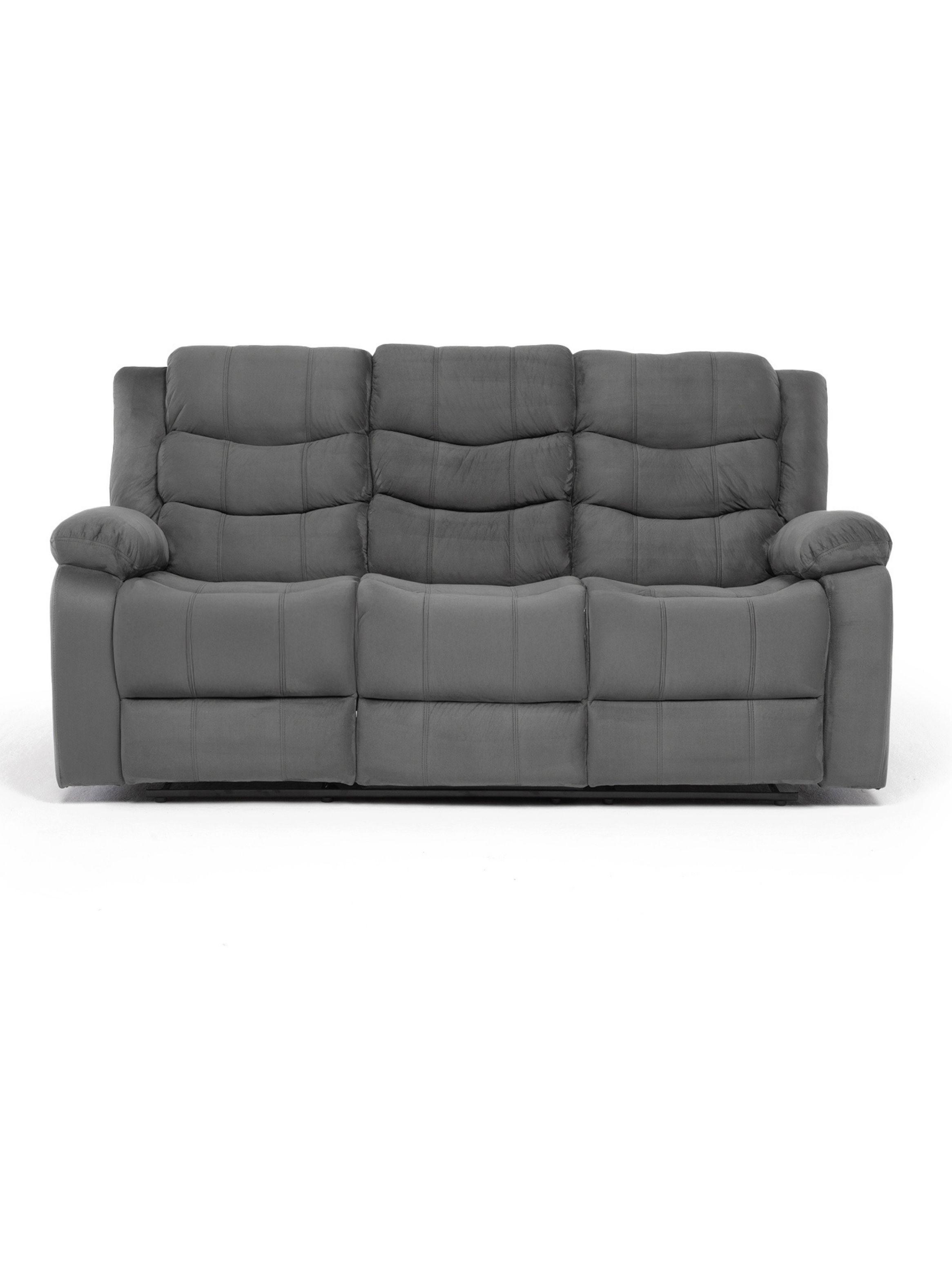 Living Reclinable Sofá 3 Cuerpos + 2 Bergers Reclinable Norman Gris SET2011GR-2
