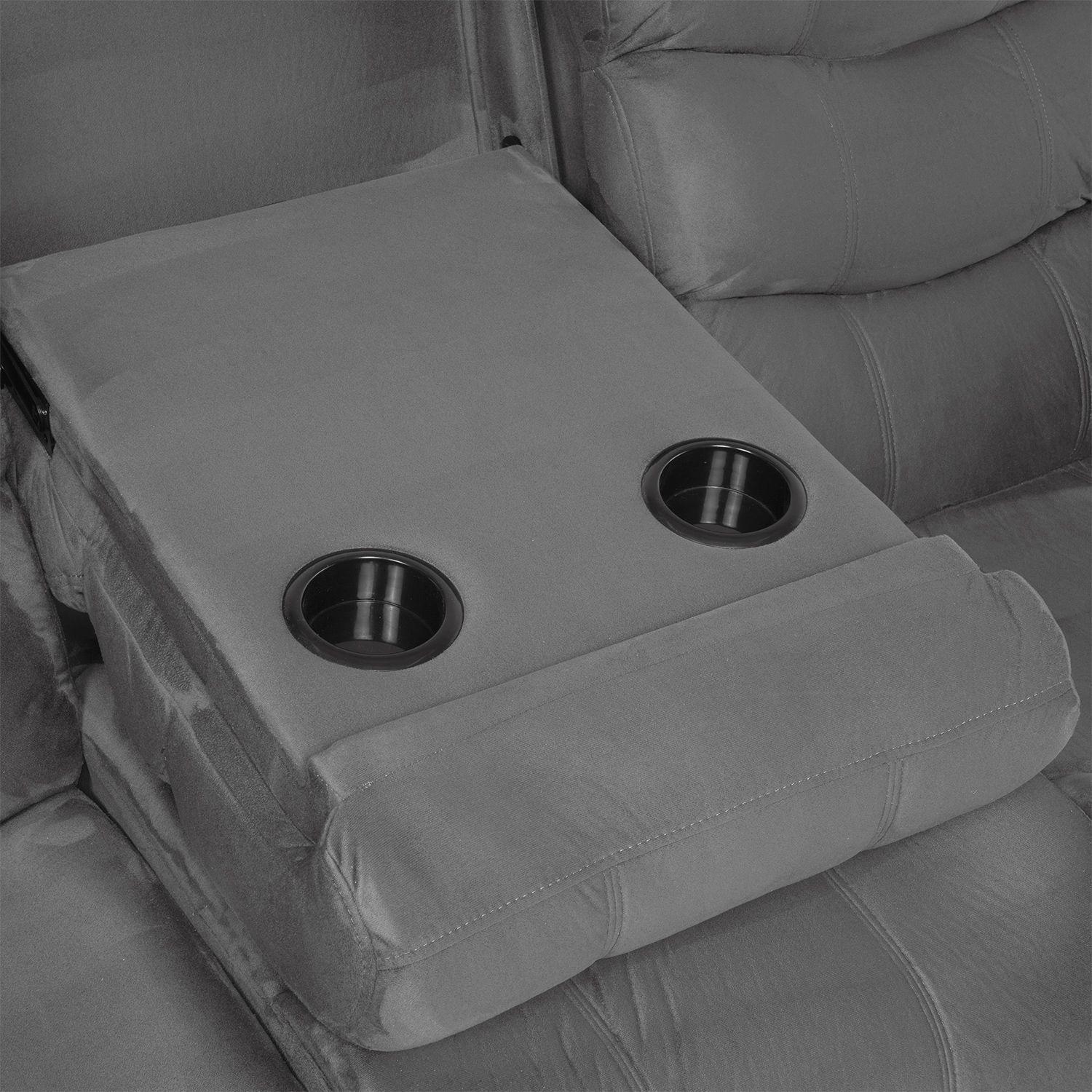 Living Reclinable Sofá 3 Cuerpos + 2 Bergers Reclinable Norman Gris SET2011GR-5