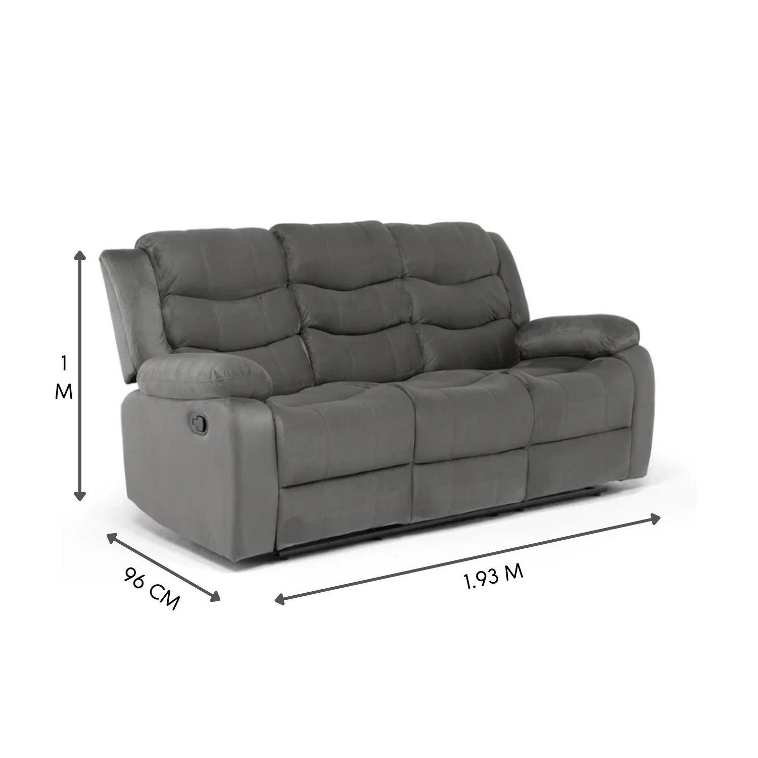 Living Reclinable Sofá 3 Cuerpos + 2 Bergers Reclinable Norman Gris SET2011GR-6