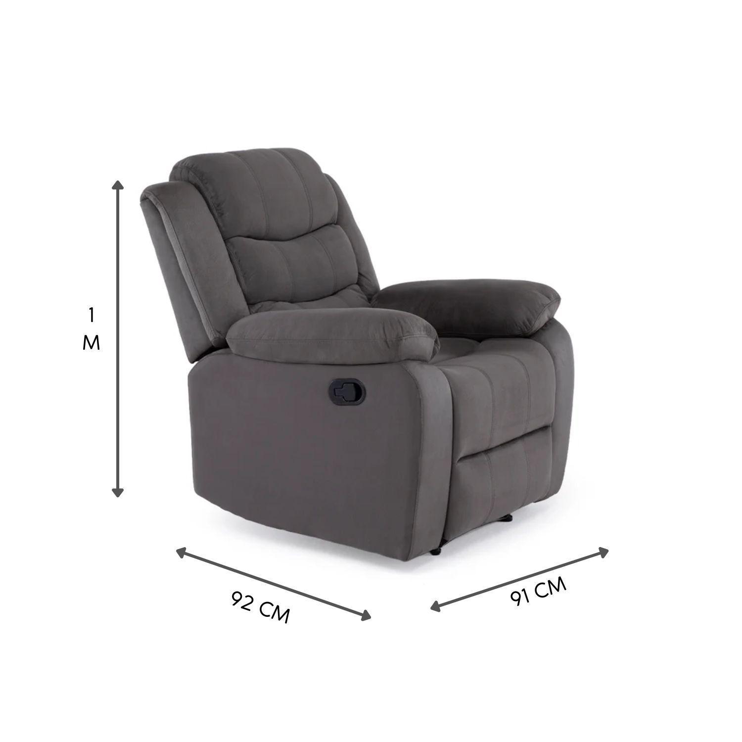 Living Reclinable Sofá 3 Cuerpos + 2 Bergers Reclinable Norman Gris SET2011GR-7