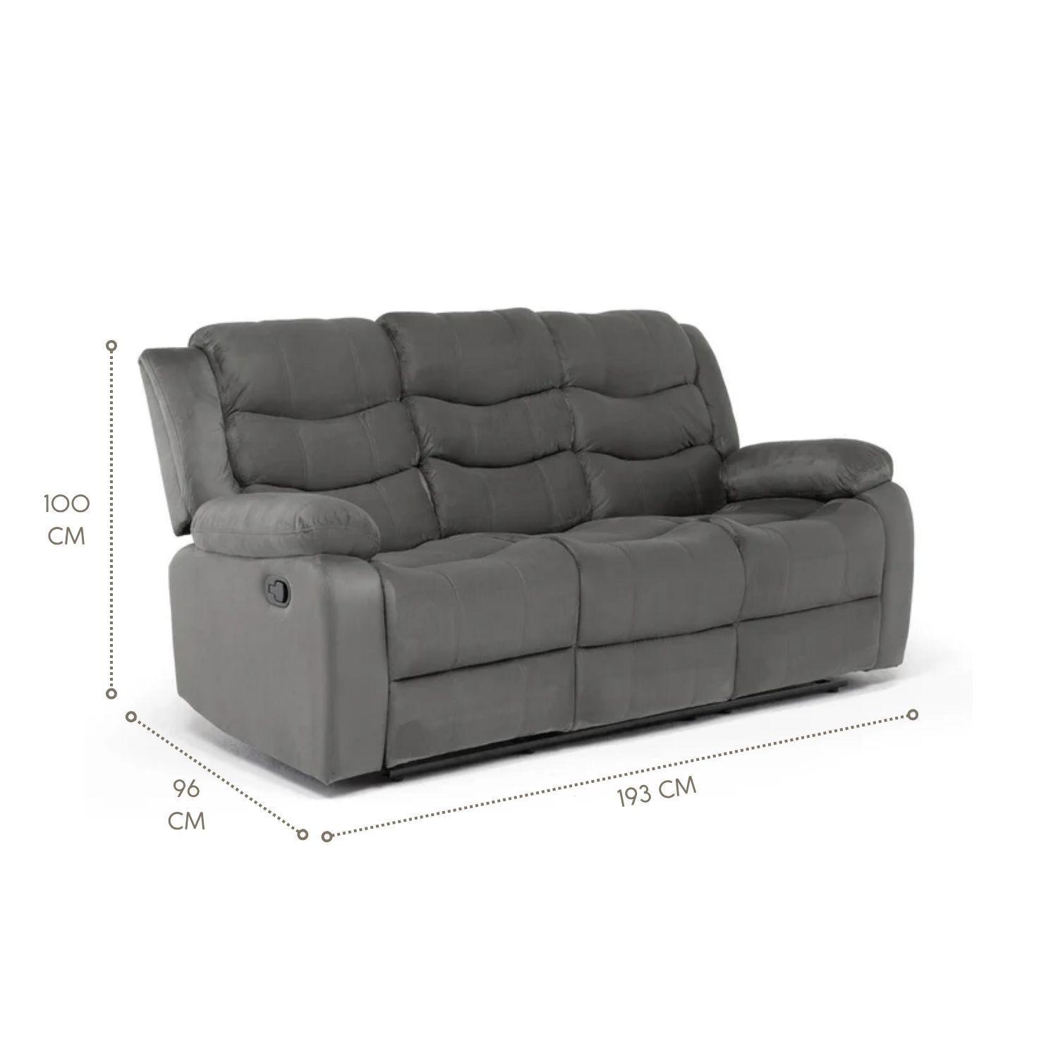 Living Reclinable Sofá 3 Cuerpos + 2 Bergers Reclinable Norman SET2011GR-7