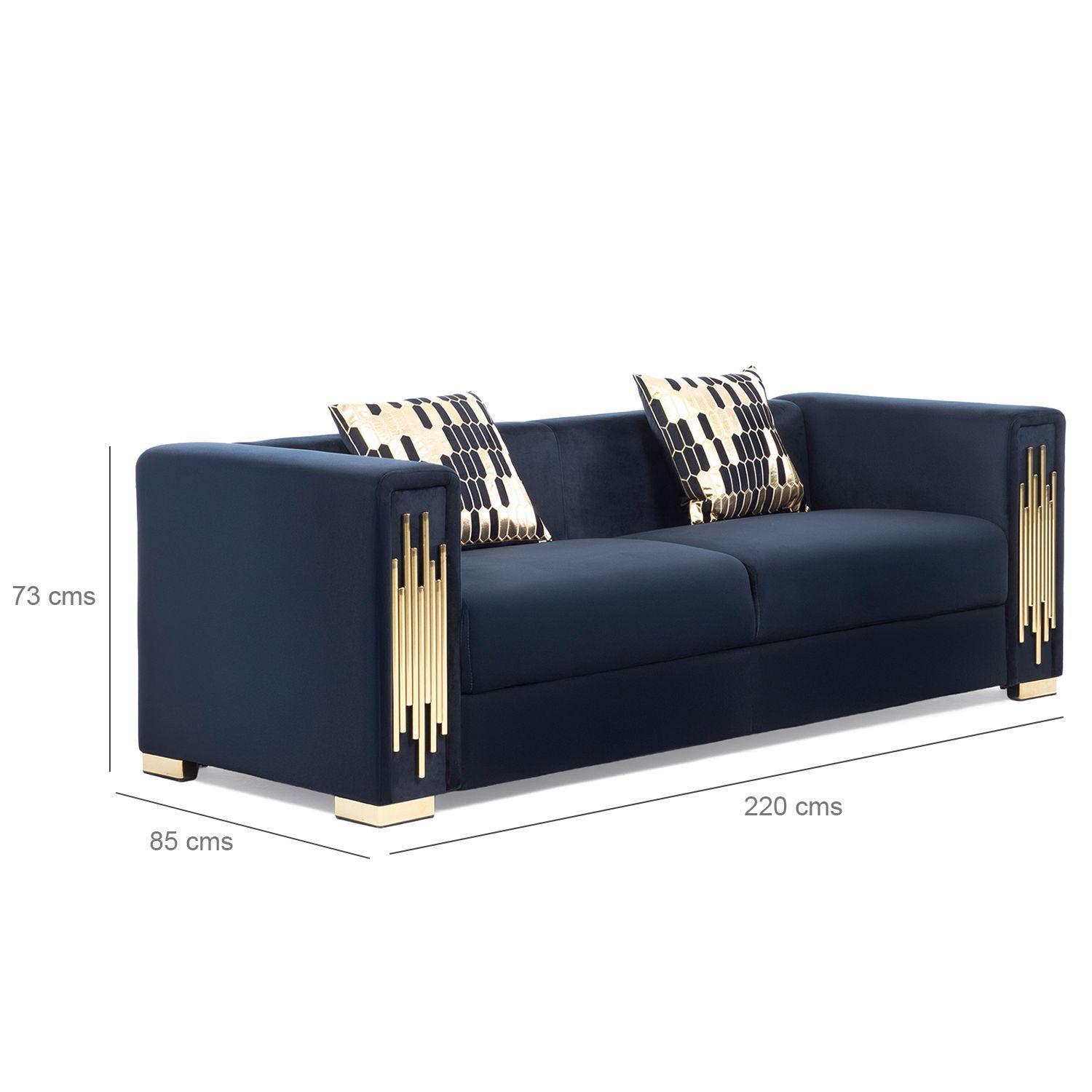 Sofá Elegante 3 Cuerpo Moderno Negro Spencer-3