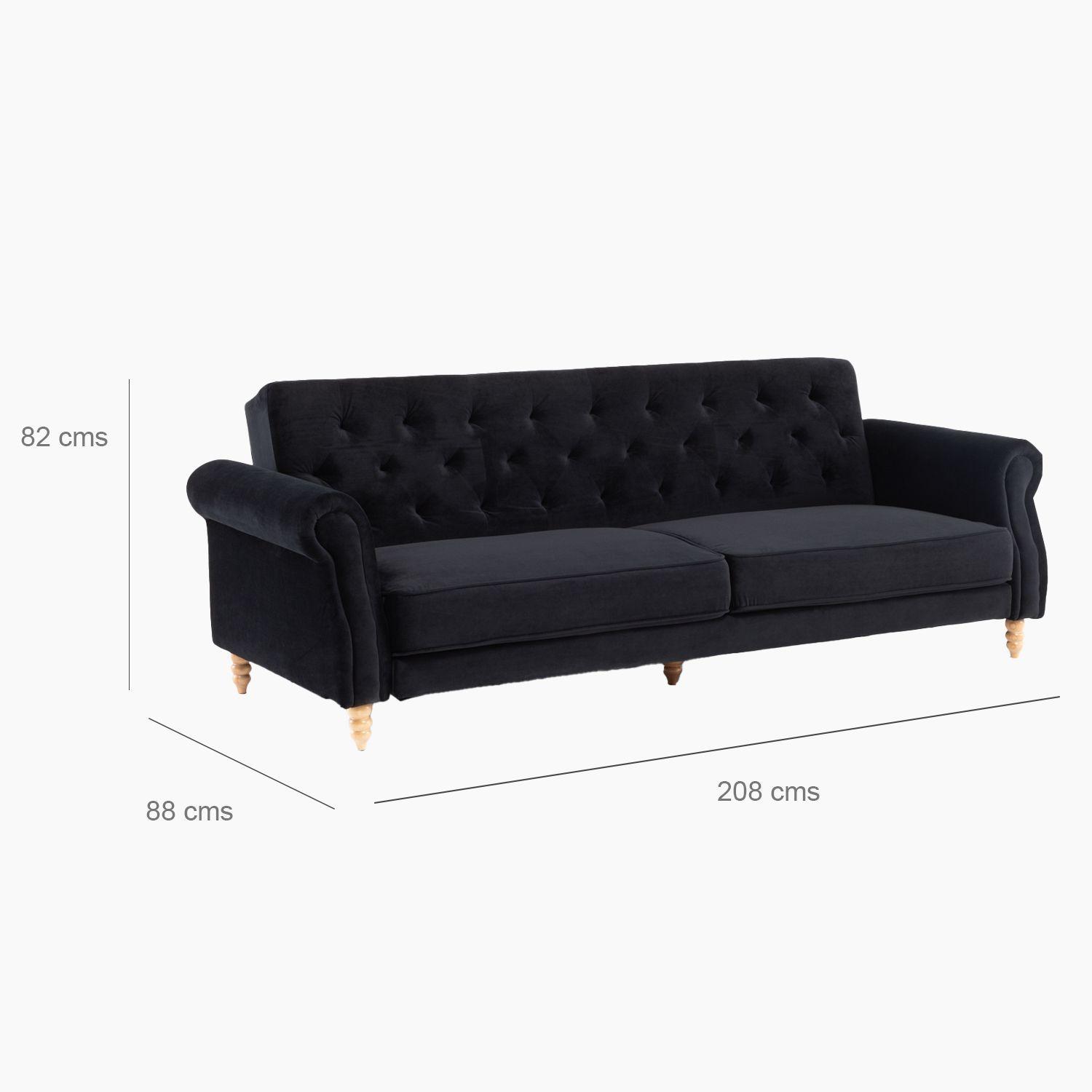 Futón Cama 3 Cuerpos Negro Clásico Milán EG2025BK-4